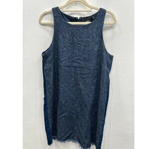 Courtshop Blue Cotton Denim Sleeveless Raw Hem Shift Mini Dress Size SP